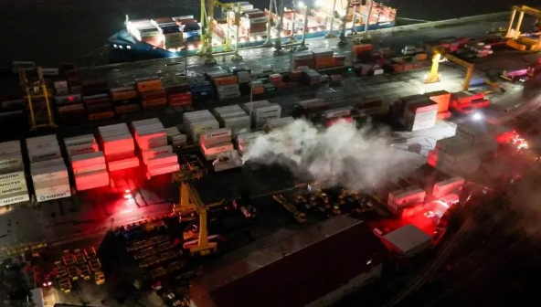 International ShippingContainer Caught Fire at Montreal Port, Canada